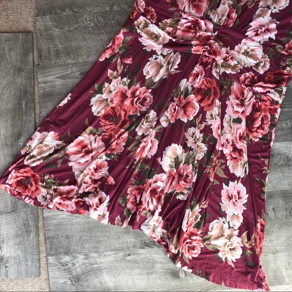 Cameo Appearance Burgundy Floral Knit Dress, size 3X - Picture 7 of 8